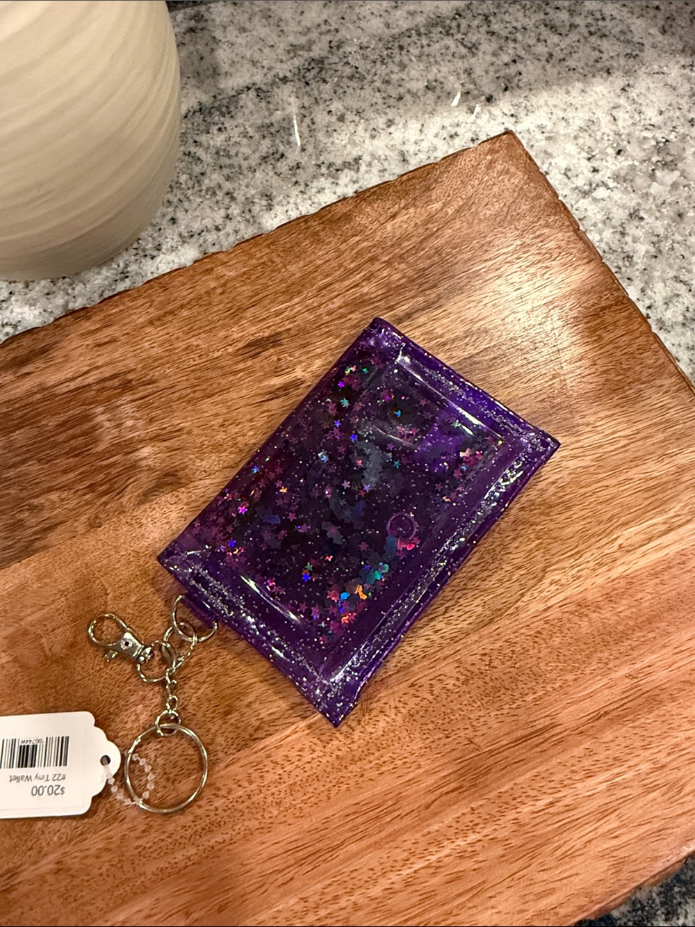 Purple with Bat Glitter Card Holder Keychain - Stylish ID Wallet - Halloween 🎃